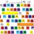 Colorful rainbow of Love with wording typo Ã¢â¬ÅHow much I LOVE youÃ¢â¬Â in computer keyboard form sealess pattern in vector design